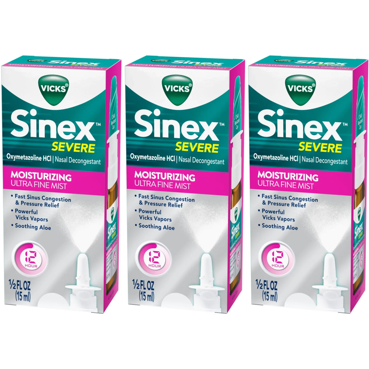Fine Moisturizing Ounces Mist, 3 Severe 0.5 Sinex Pack Aloe Ultra Each Vicks