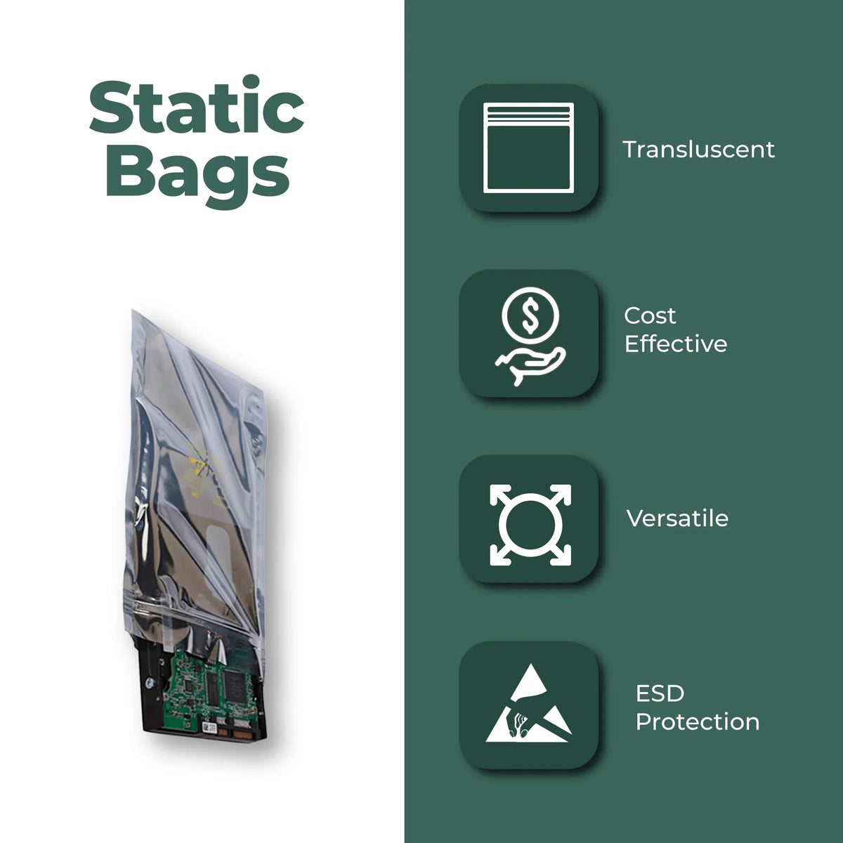 Conductive 10" Mil Bags Dependable x Transparent Protection Metallic 100/CS High-grade ESD 3 6"