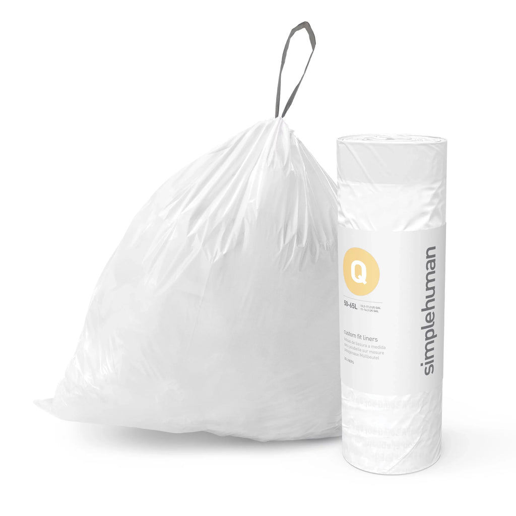 240 Gallon, White 13-17 Bags, Roll Q Custom / Fit Pack, Code 50-65 Trash simplehuman Drawstring Liter
