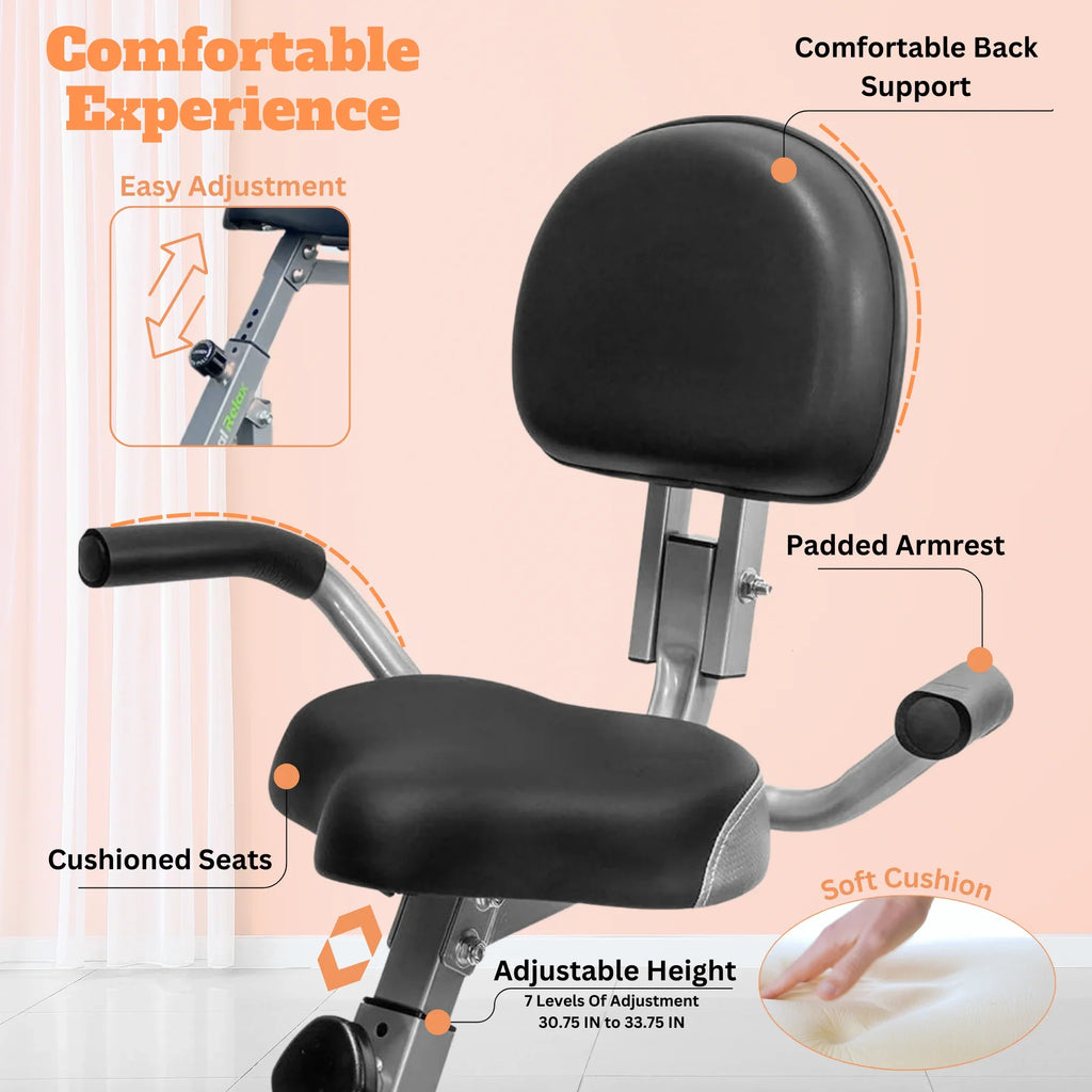 Stationary Heart Adjustment Rate and 8 in 3 of Upright Cardio Fitness Levels Exercise 1 Arm Sensor, Capacity, Bike, Recumbent Back Home 260 LBS Bike LCD workout, Cycle Folding Rest,