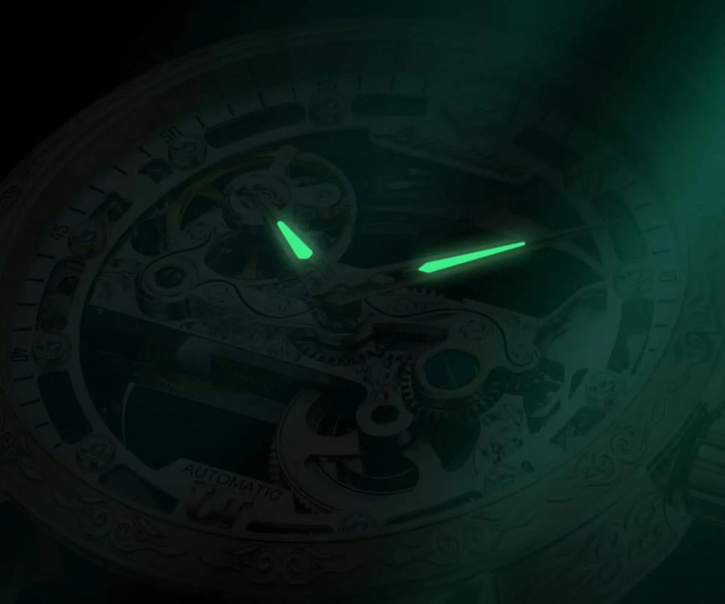 Watch Black Mechanical Luminous Men's Transparent Rose Automatic Skeleton