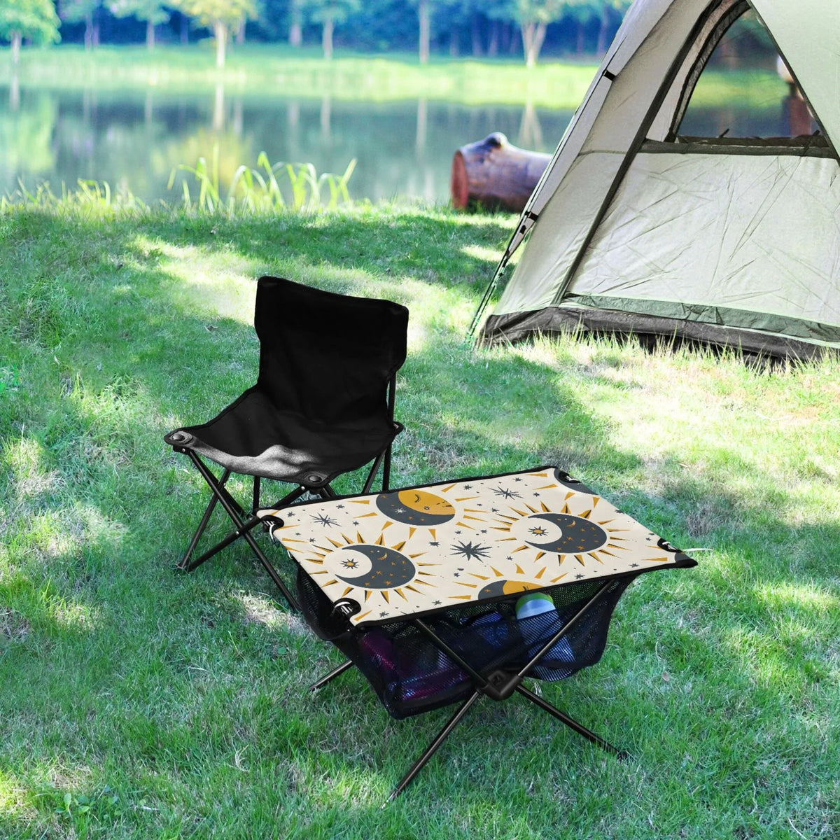 Table and Beach Table Camping Compact for Sun exterior Folding Bag Travel Storage Stars Table Picnic with Moon BBQ Fishing Portable