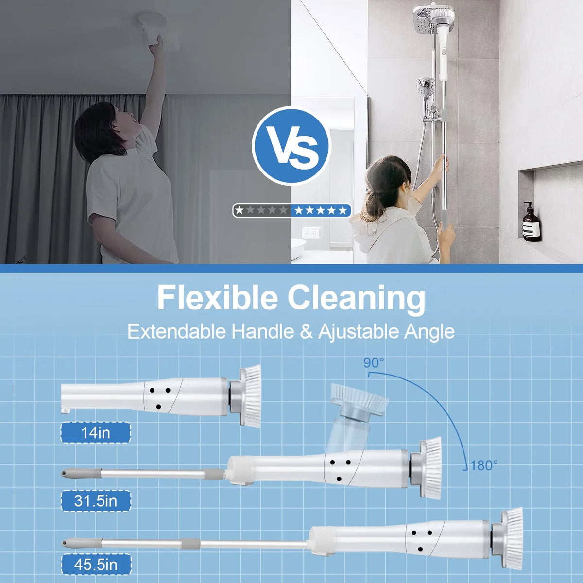 Replaceable Heads Tile, Spin Cordless Scrubber, Floor 6 Cleaning Fixdono Electric Scrubber for Bathroom Brush, Cleaning Bathtub,