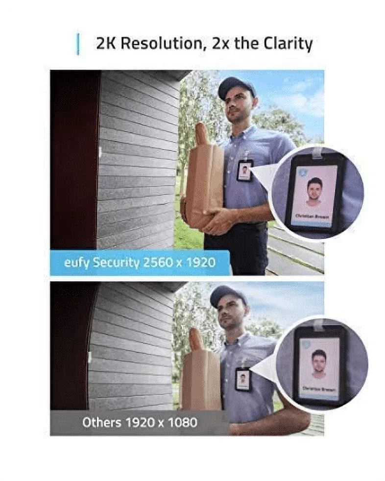 Resolution Open Eufy Doorbell 2K Box Wi-Fi Wires Doorbell, Video T8200 Security