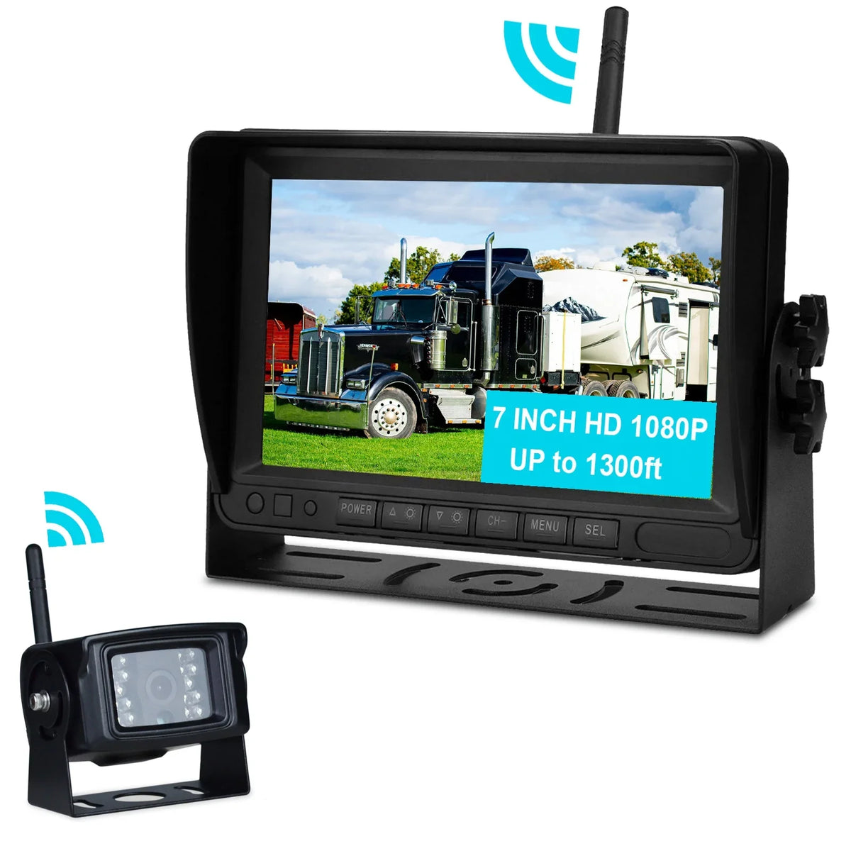 Kit Trailer for 1CH 7" Rear Backup Wireless AHD 1080P Camera Truck View Display