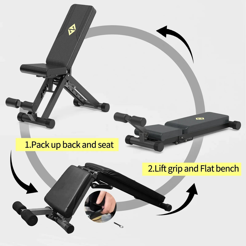 Full Bench, Adjustable Home Incline for Workout, for Capacity Body Pounds Set Foldable Weight Training Gym Bench 880 Benches Strength