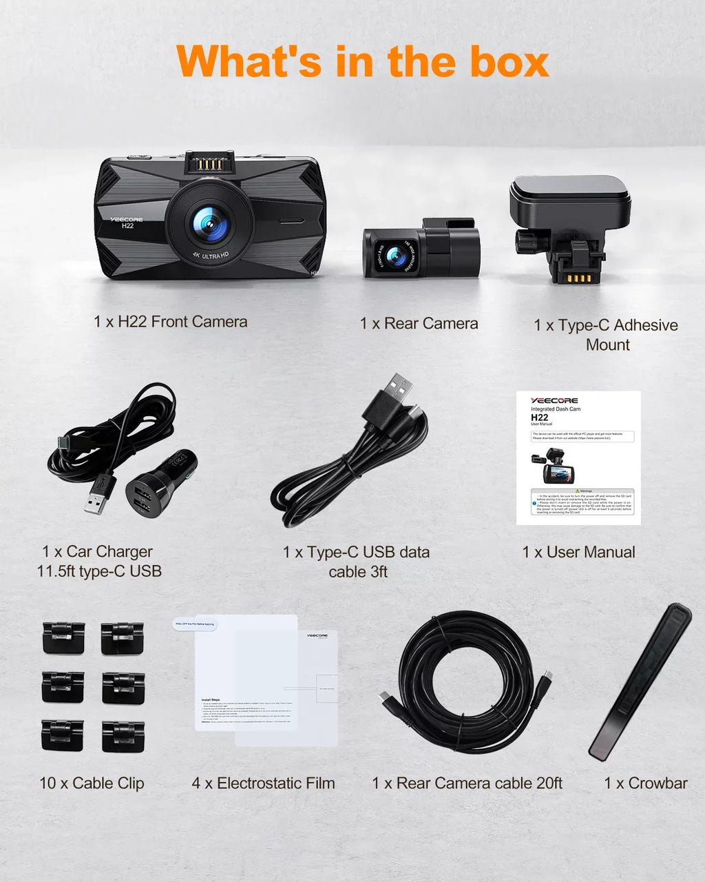 Camera Monitor, Screen, IPS 24H Built-in Dash GPS, and G-Sensor, Cars, for Cam, YEECORE 3" Parking 157°Wide Vision, Dual HDR Loop Real Rear, 4K+1080P Dash WiFi Angle Night Recording Front