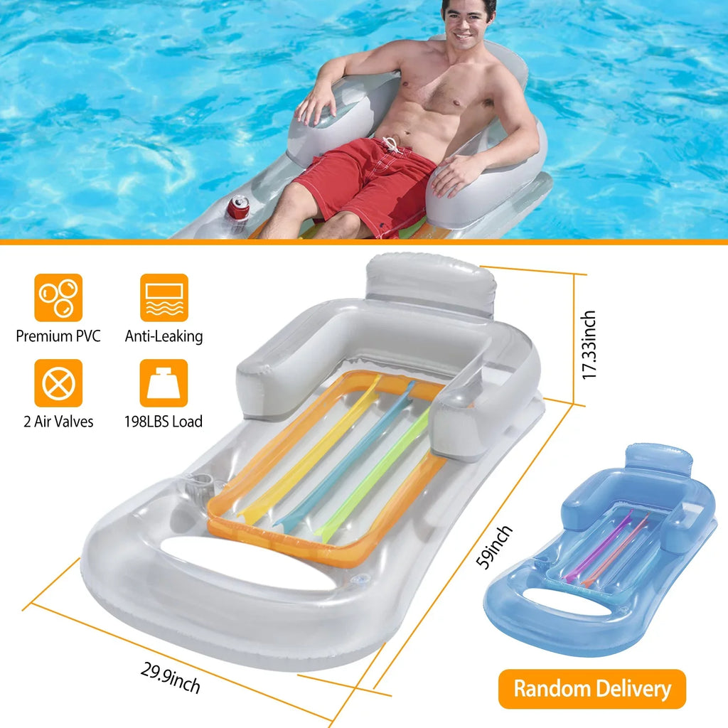 Inflatable Float Blue Mat, for & Pool Relaxing Adults, White 2Pack Lounge iMounTEK