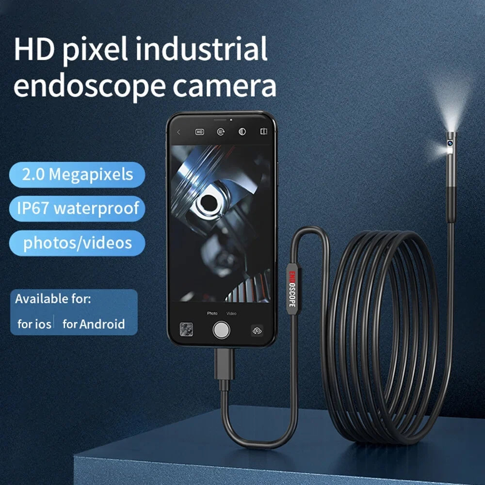 Endoscope Borescope Mobile Camera IP67 Built-in Android Type-C Inspection Waterproof IOS Lights Phone 7.9mm LED for Adjustable