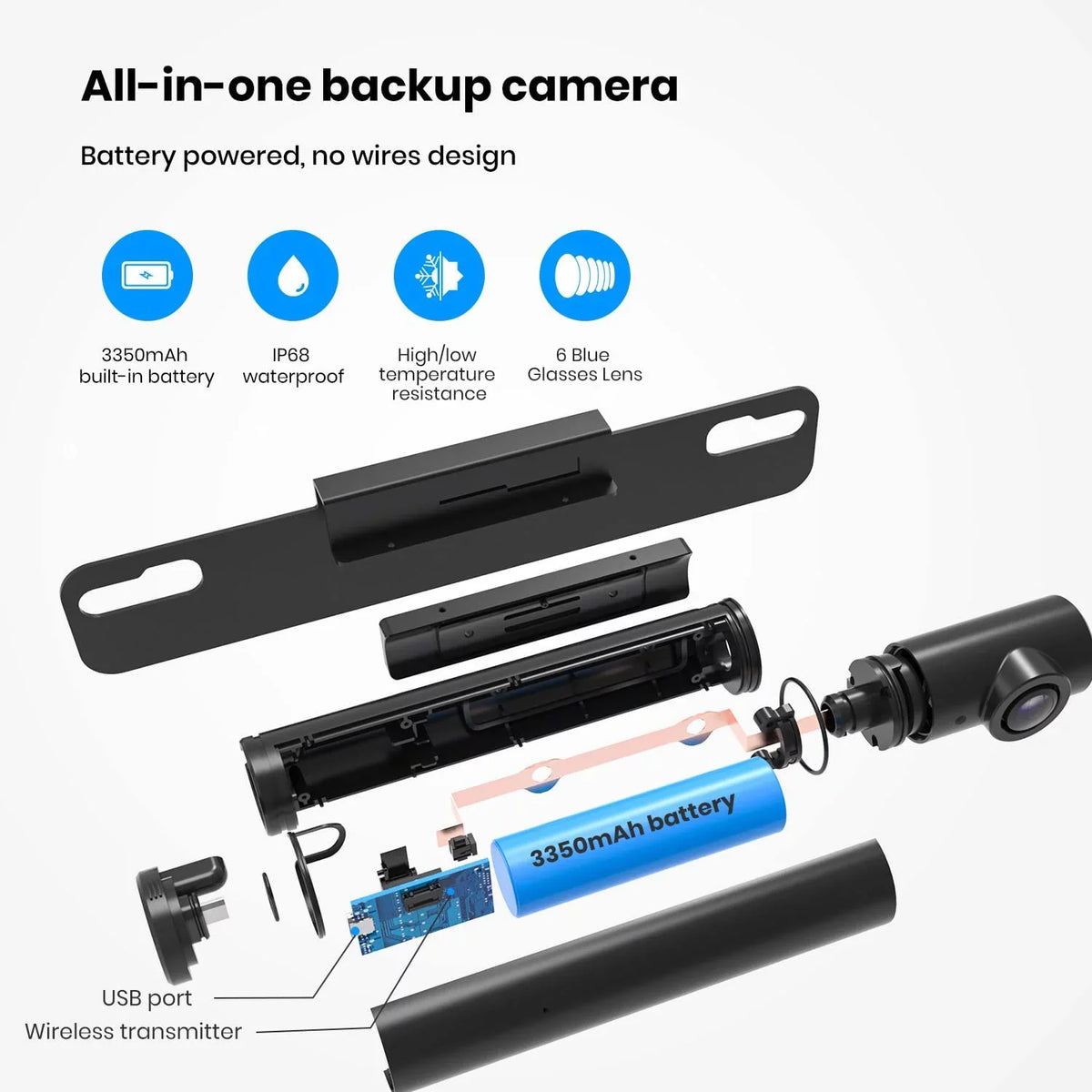 Wireless Highway View System Observation Auto-Vox Camera Trucks with for Backup Camera Solar Panel, Rear Trailer