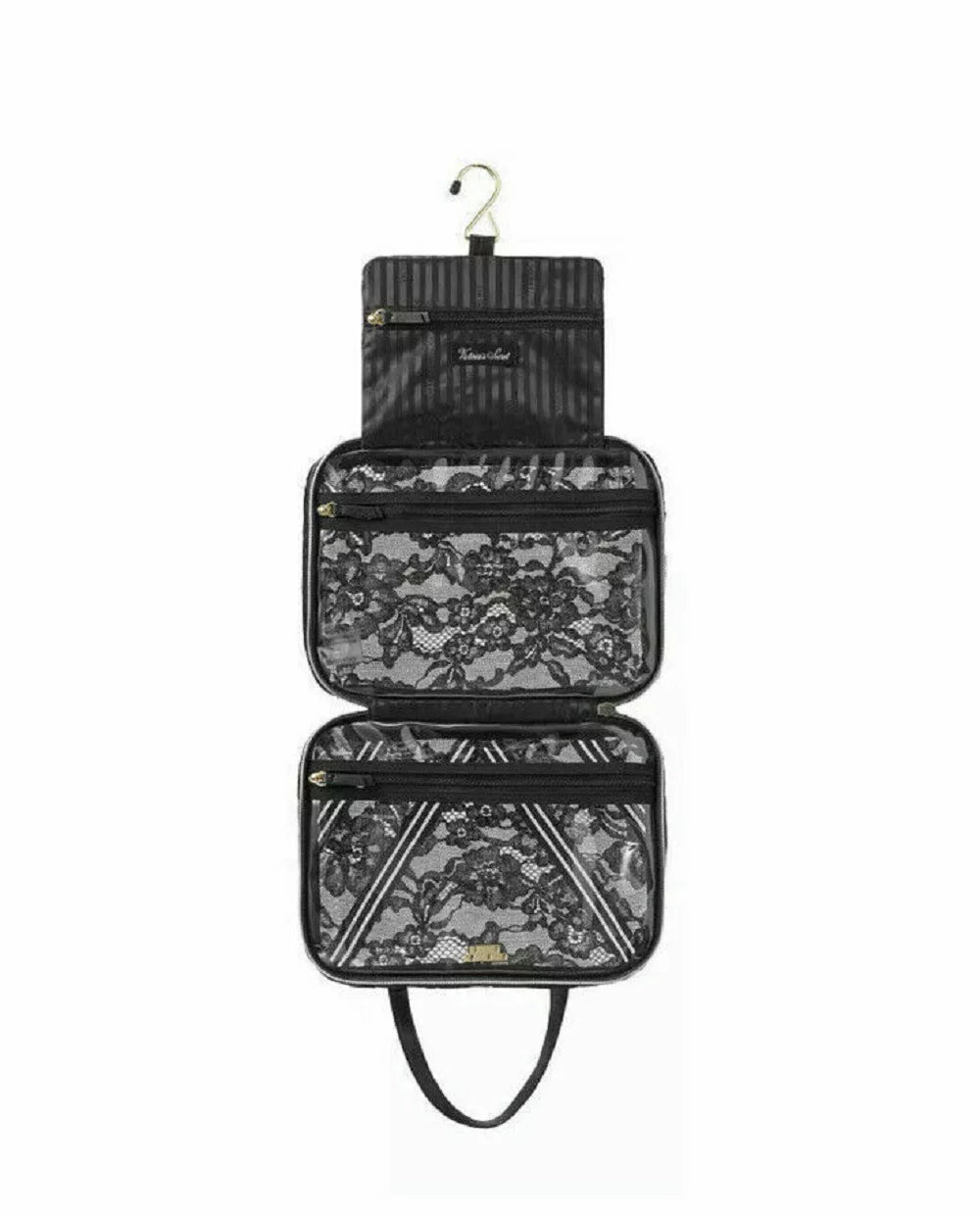 Cosmetics Lace Secret Clear NWT Case Black Travel Victoria's Jetsetter Floral Bag &