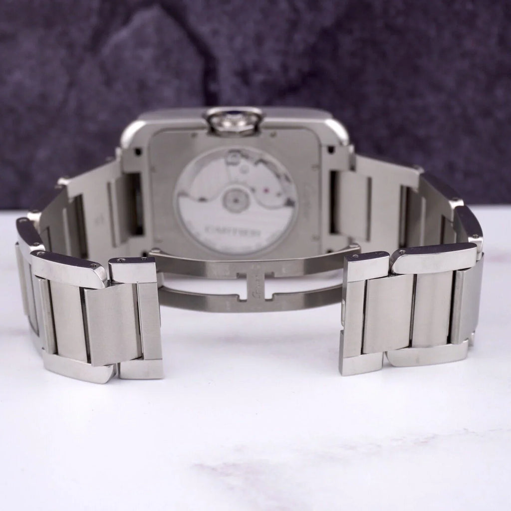 3507 Tank by Dial Watch Cartier 49mm Silver Mens Stainless Anglaise 37mm Steel