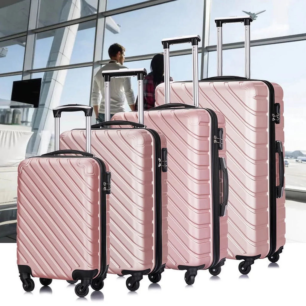 4 Luggage Luggage Piece gold rose Cover&Hanger Spinner Hardshell with On Suitcase,Carry Free Wheels Sets,Travel Inside