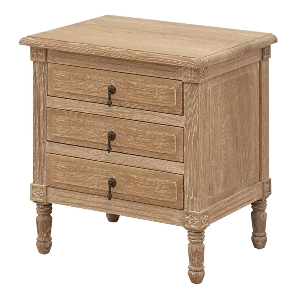 Furniture with Pellebant Oak Nightstand Bedroom 3 Drawers