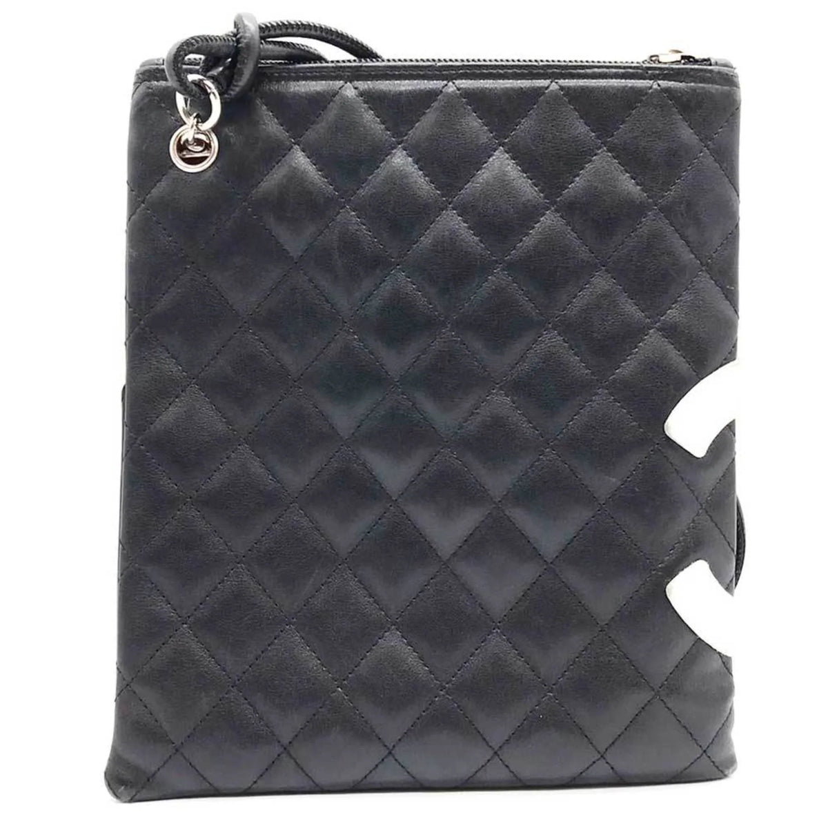 Leather (Fair) Pre-Owned Cambon Shoulder 100s Line Bag Black