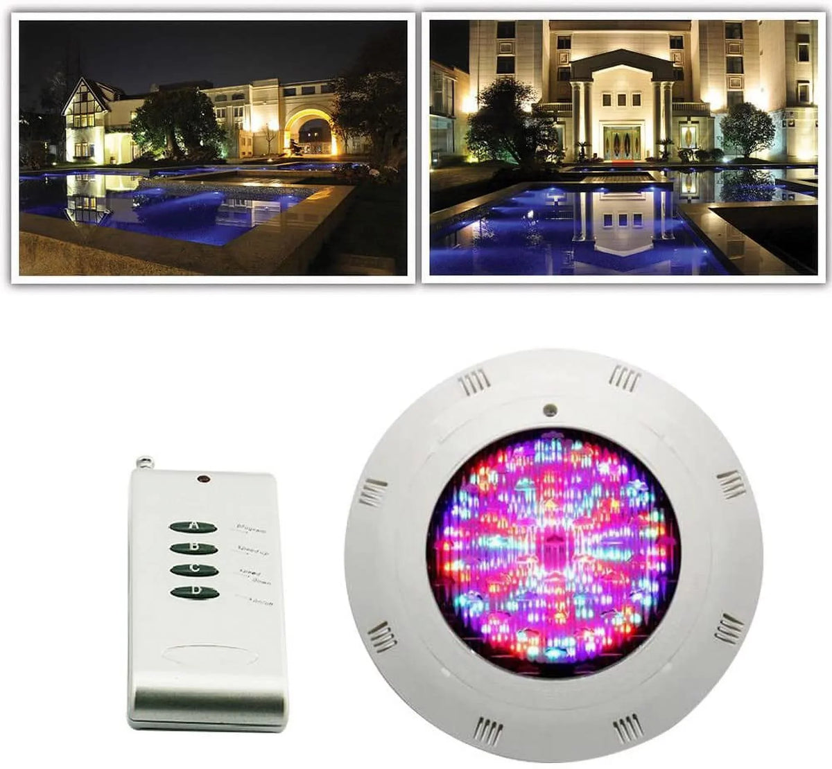 Waterproof Miumaeov Pool Underwater 12V (18W) Light, RGB Remote Light Control with LED Swimming Lamp IP68