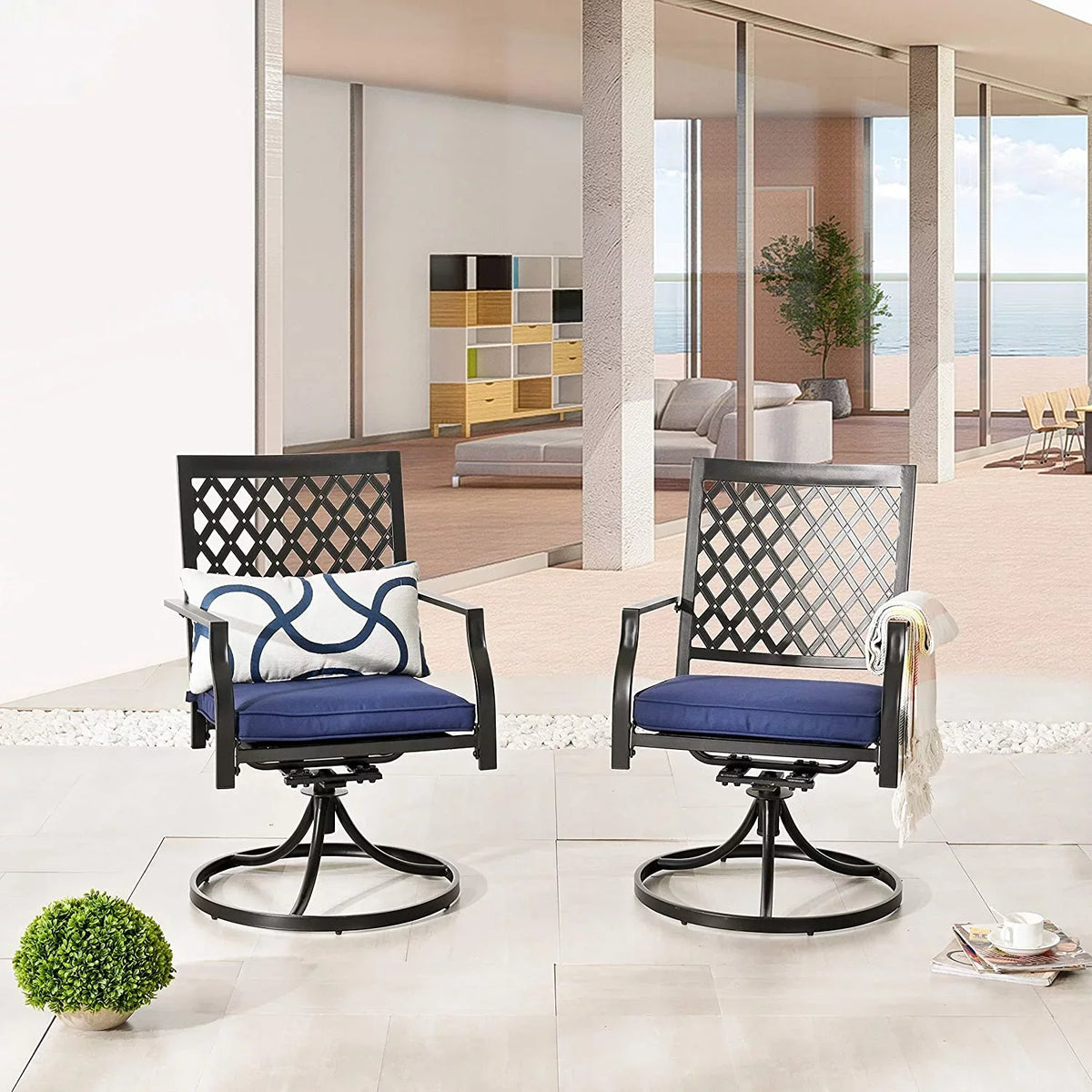 Chairs 2 Rocker Chairs Furniture exterior Swivel Set Patio With Dining Metal Of Cushion