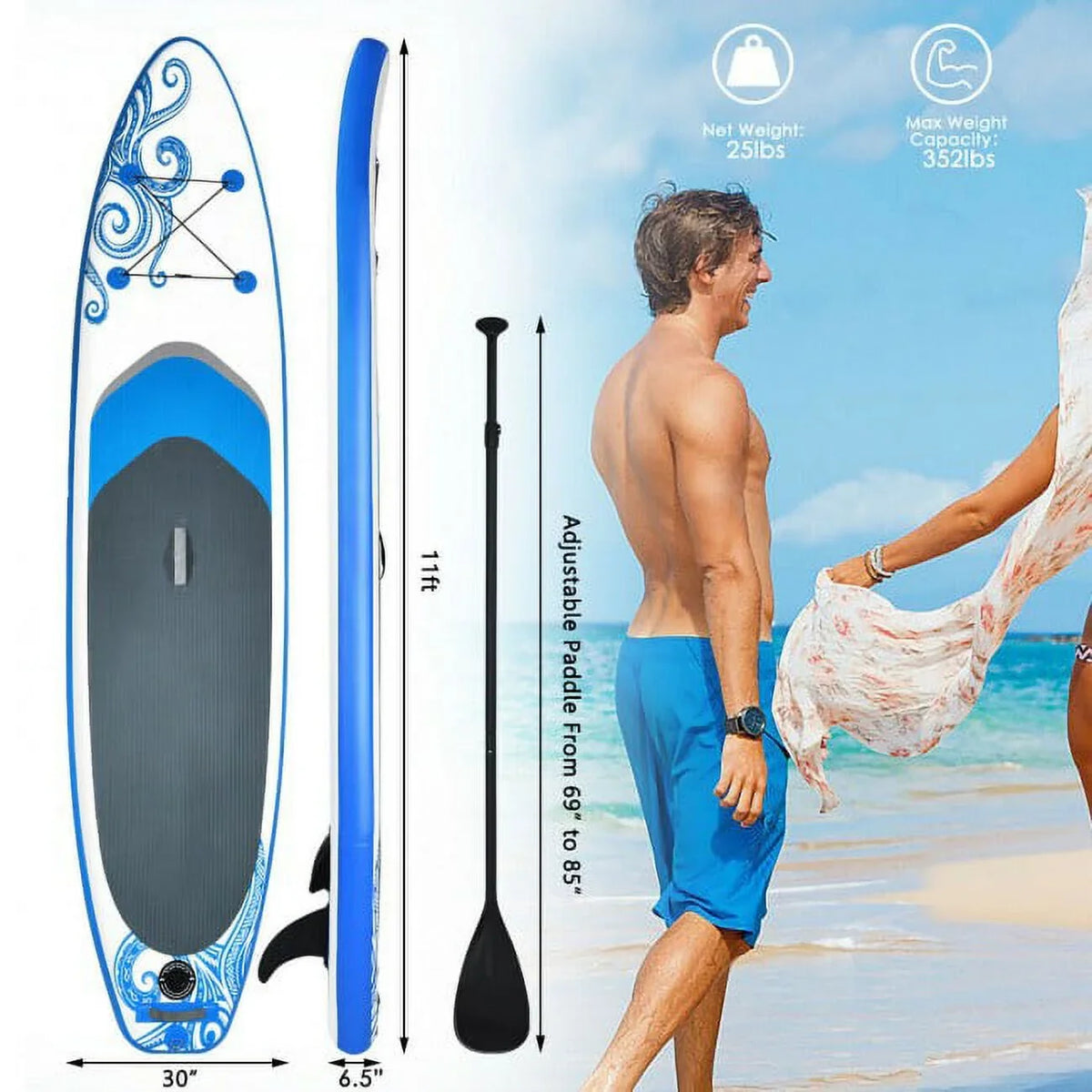 Adjustable Wonderful Sports Paddle 11-Feet liquid Inflatable Board Surfing Enjoy