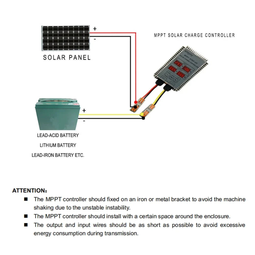 Output Step-Down CACAGOO Battery Voltage Real-Time Recharging Solar Controller Adjustable Dustproof Tracking 10~30V MPPT Waterproof