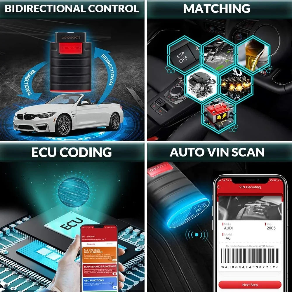 Tool Included) Bluetooth Systems Scanner Year THINKDIAG Maintenance Code Since Cars 1996- for OBD2 Functions (2 Car 15 Full Diagnostic Software Reader THINKCAR