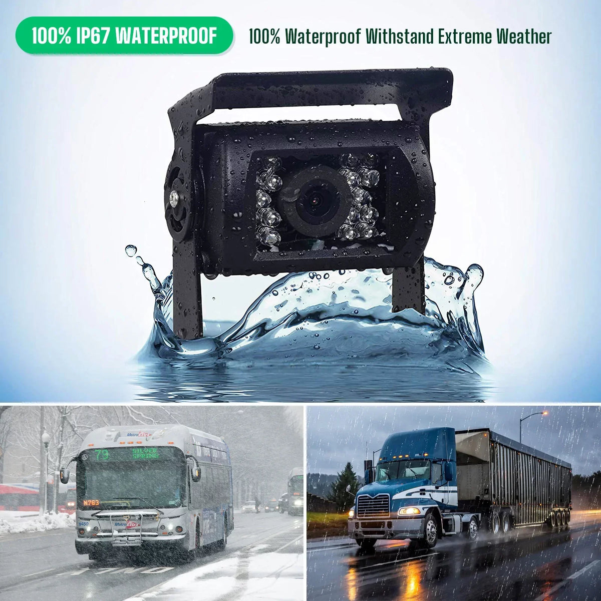 View Back 7’’ Waterproof Trucks, Reverse Kit, Cam with Monitor Rear Night Vision TOGUARD Cars, IR IP67 Vision Camera Backup Night Camping Vans, with CA711 LCD up RVs for Rearview