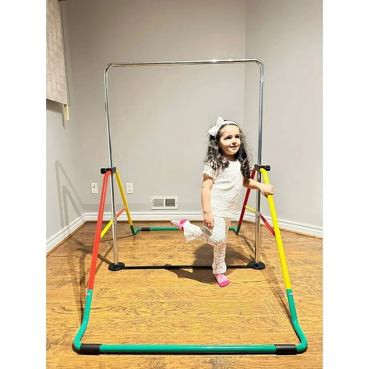 Kip for Playground Junior for Horizontal - Training Monkey Kids' Bar (Red/Yellow) Equipment Expandable Bar Folding Boys/Girls Gymnasts Height-Adjustable - Bar Gymnastics Bar - Home