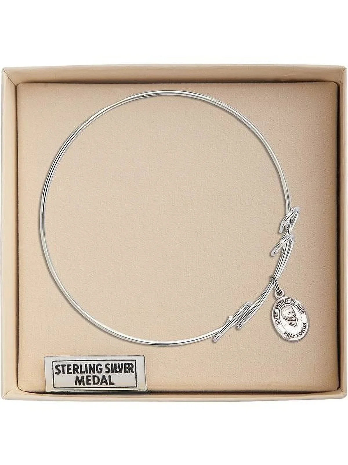 w/ Claver in Round Bracelet 8 inch St. Sterling Bangle Peter Silver Loop Double