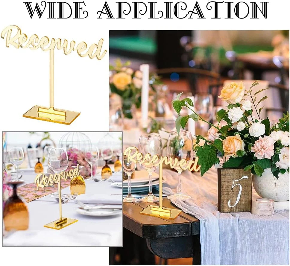 Table Reserved Sign Reservation for Party Golden Packs Guest Events Decor Wedding Signs 8 Reception Signs Wedding Wedding Reserved Acrylic Mirrored Sign Restaurant Seating Standing Table