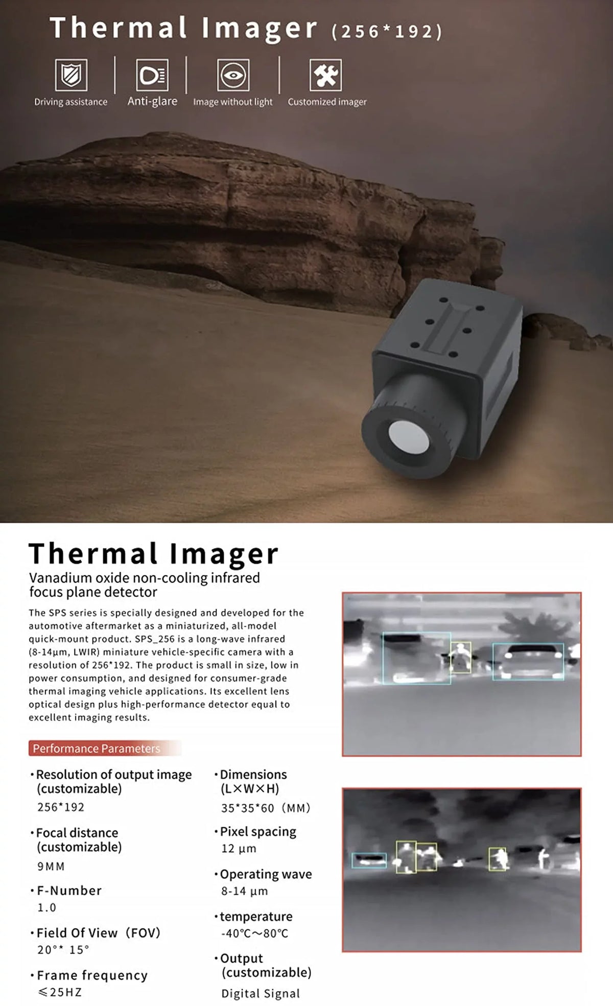 Box Driving Night Avoid Vision Thermal System Auto Vision Car Car Black Infrared Obstacles for Car Image Camera Cars IP67 Waterproof Camera Night