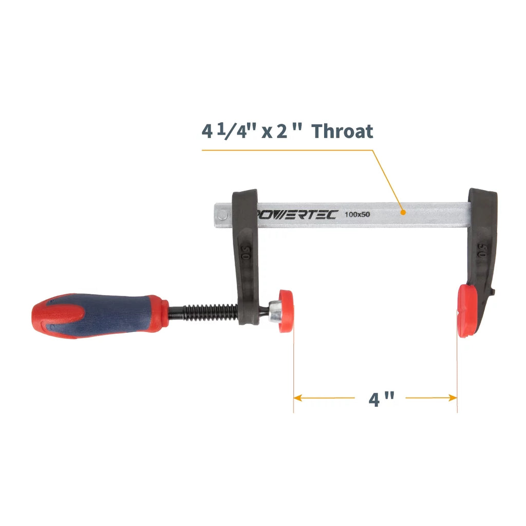 F each F 4PK lb (71591-P2) POWERTEC for Duty Clamps 330 Capacity design Heavy Bar Clamp 4-Inch Woodworking,