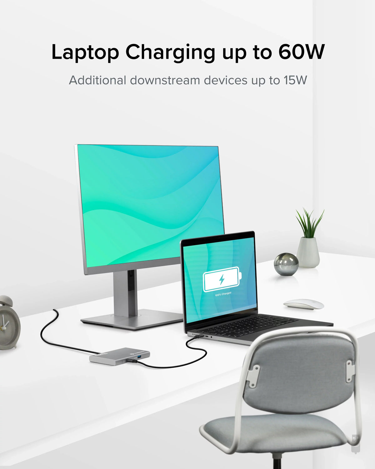 Compatible Thunderbolt to / USB4 60W Charging, Thunderbolt (1x 4 with with or Adapter) 8K Display, Macs 4K Dual and USB4 USB-C 5-in-1 Single Hub 4 HDMI Thunderbolt Windows Plugable