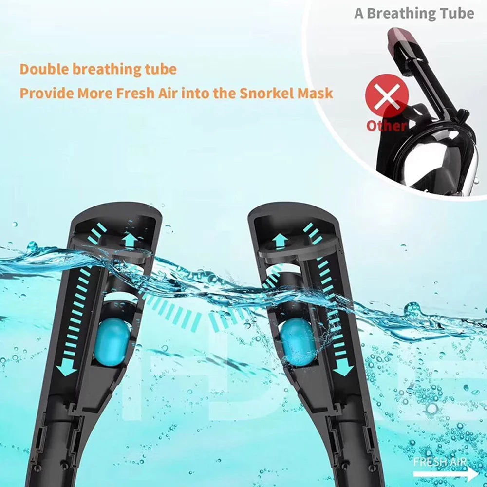 Full for Diving Goggles Tube Silicone Drying Snorkeling Double Snorkeling Diving Mask