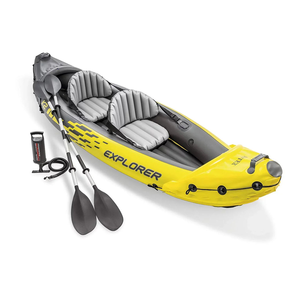 Kayak Air and Pack) Inflatable Explorer 2 (3 Person Yellow Intex K2 Pump, Set