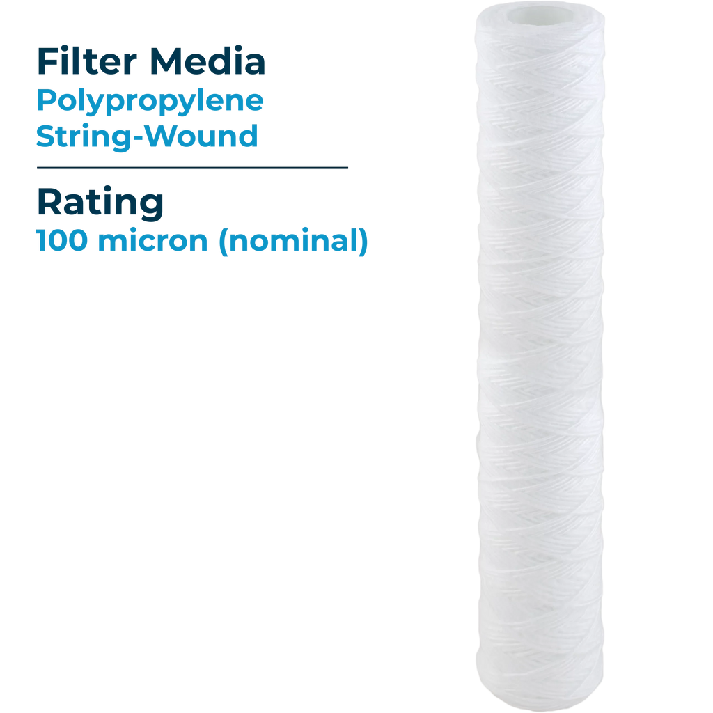 (Case SP-CW100-20 String-Wound Cartridge Micron Sediment Filter of liquid 100 20) SpiroPure SWC-25-20100 20x2.5 Polypropylene