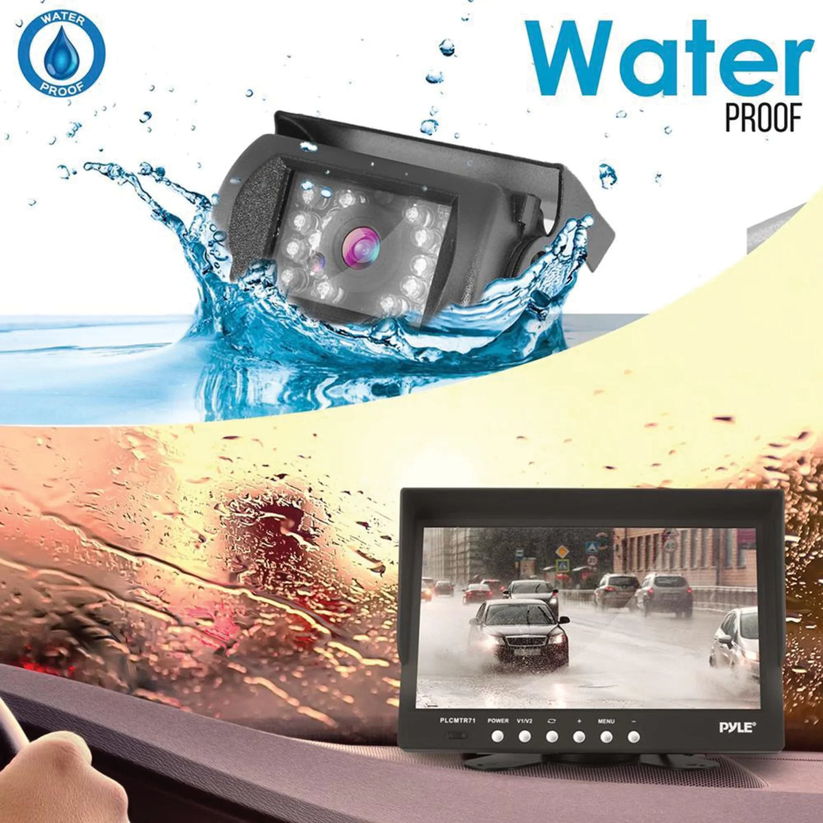 IR Backup with Vision Monitor Camera with 7" and PLCMTR71 Pyle Night System Weatherproof Camera Commercial-Grade