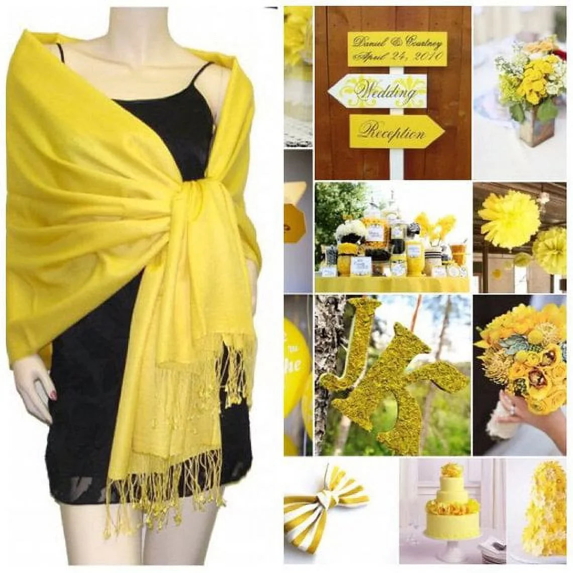 Shawl Shawl, Bridesmaid Shawl, Scarf Set Bridal Pashmina Wedding Yellow Wrap, of 10