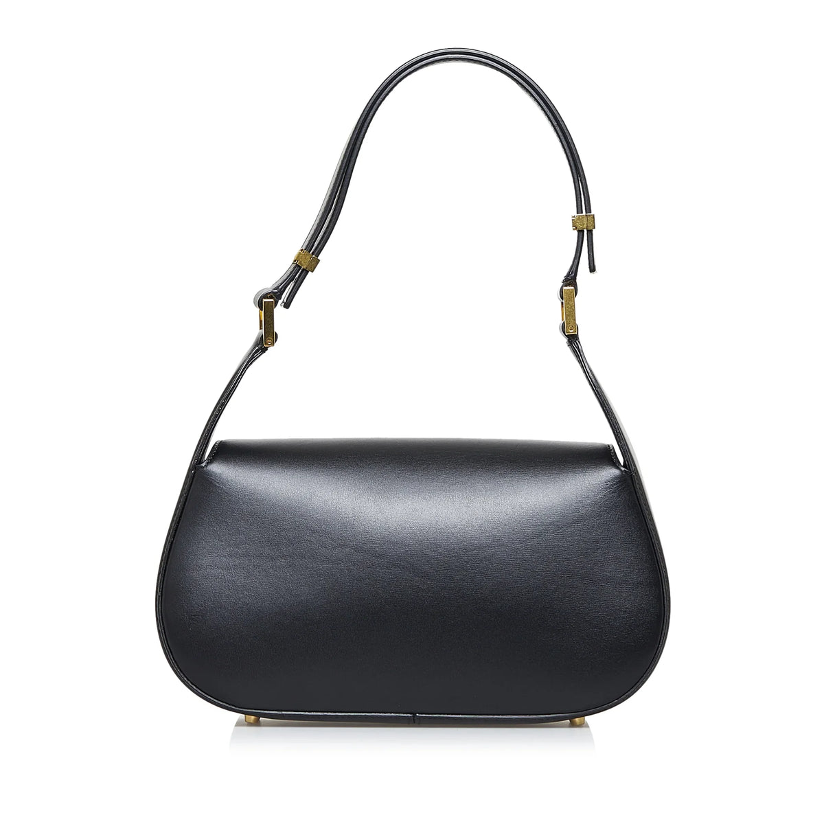 Leather Authenticated Bag Valentino (Good) Vlogo Chain Pre-Owned Black Unisex Shoulder Calf