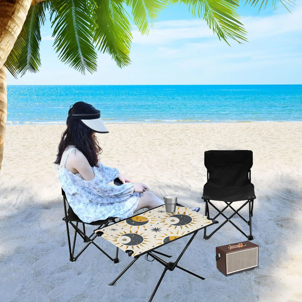 Table and Beach Table Camping Compact for Sun exterior Folding Bag Travel Storage Stars Table Picnic with Moon BBQ Fishing Portable