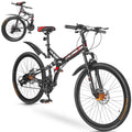 Bikes, Mountain Dual Road Speed/Carbon Bike, Steel Shock Brake 26 Red Fiber Zacro City Upgraded High-Carbon MTB 24 Bicycle, & Wheels Disc Absorbers Folding Inch