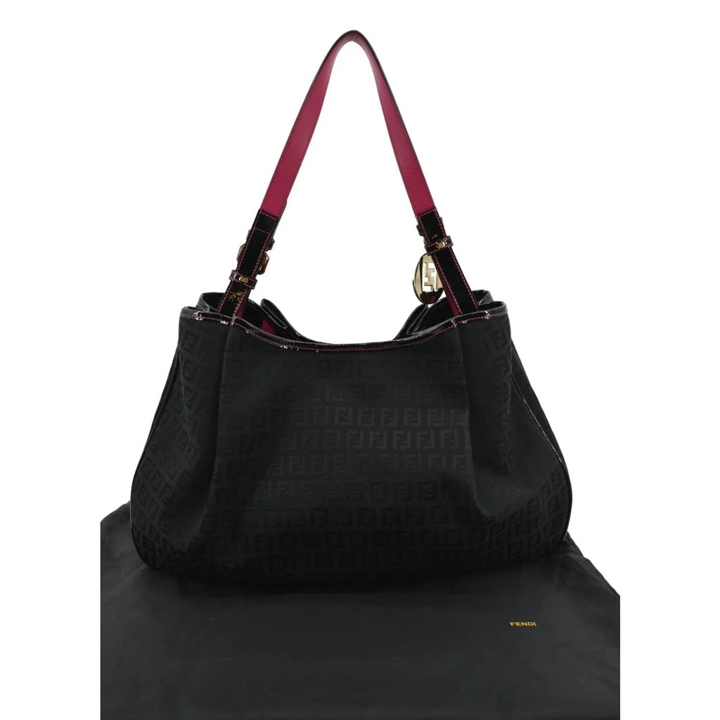 Print FENDI Shopping Bag Zucchino Black Pre-owned Canvas Tote