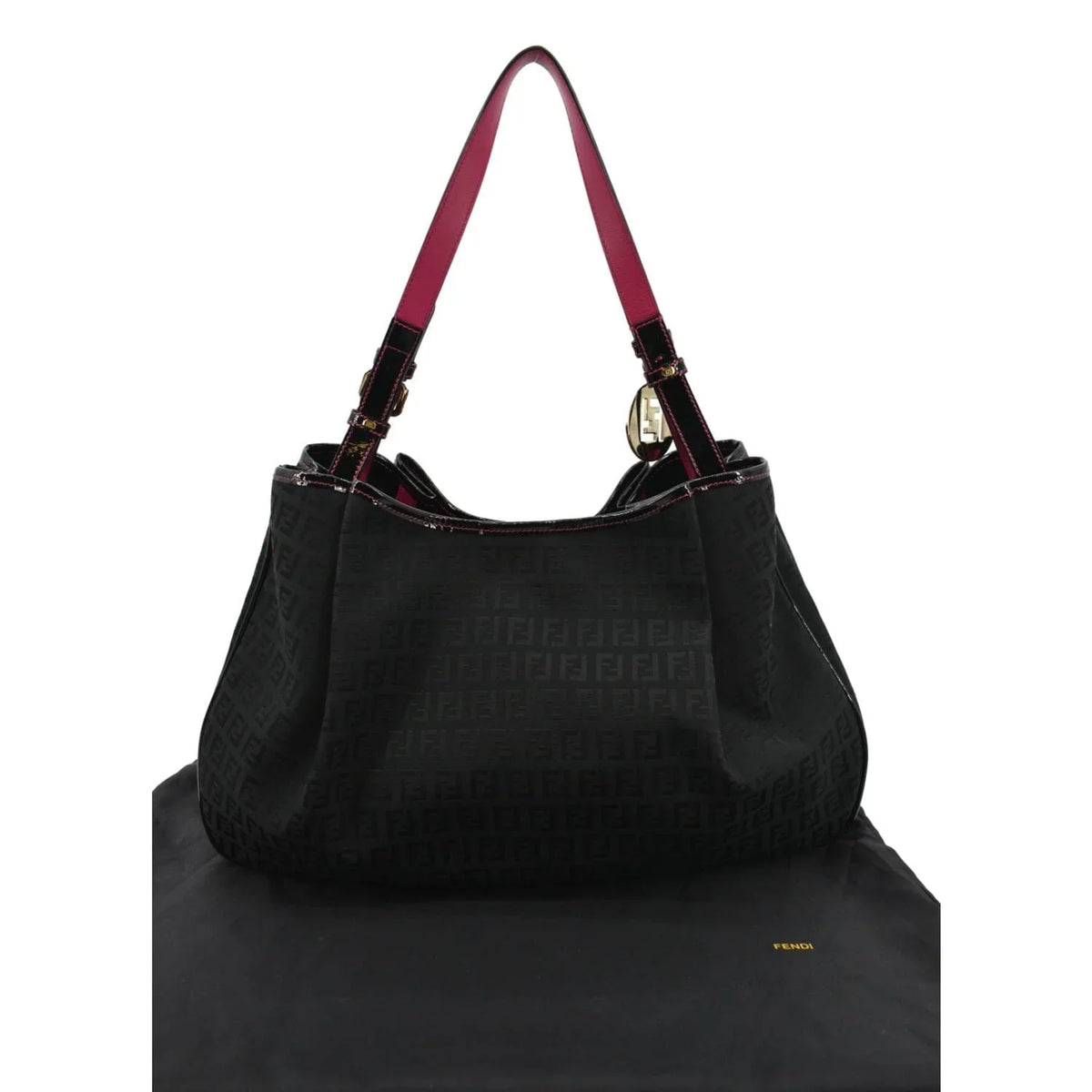 Print FENDI Shopping Bag Zucchino Black Pre-owned Canvas Tote