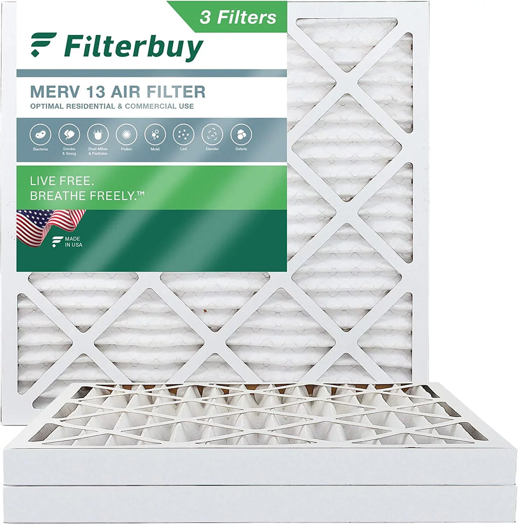 Pleated Filters AC MERV Air 24x24x2 (3-Pack) 13 Furnace HVAC Filterbuy