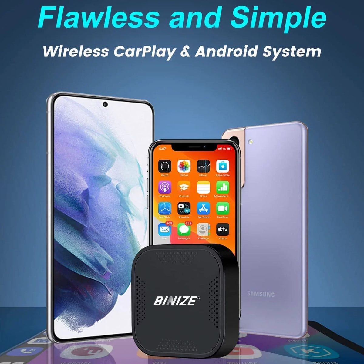 System,Built-in BINIZE Wireless with Fit Auto CarPlay,Wireless Navigation,Support Only YouTube Android ai OEM/Factory Cars Netflix,etc Cellular,4+64G,8Core, CarPlay&Android for Box Wired 4G