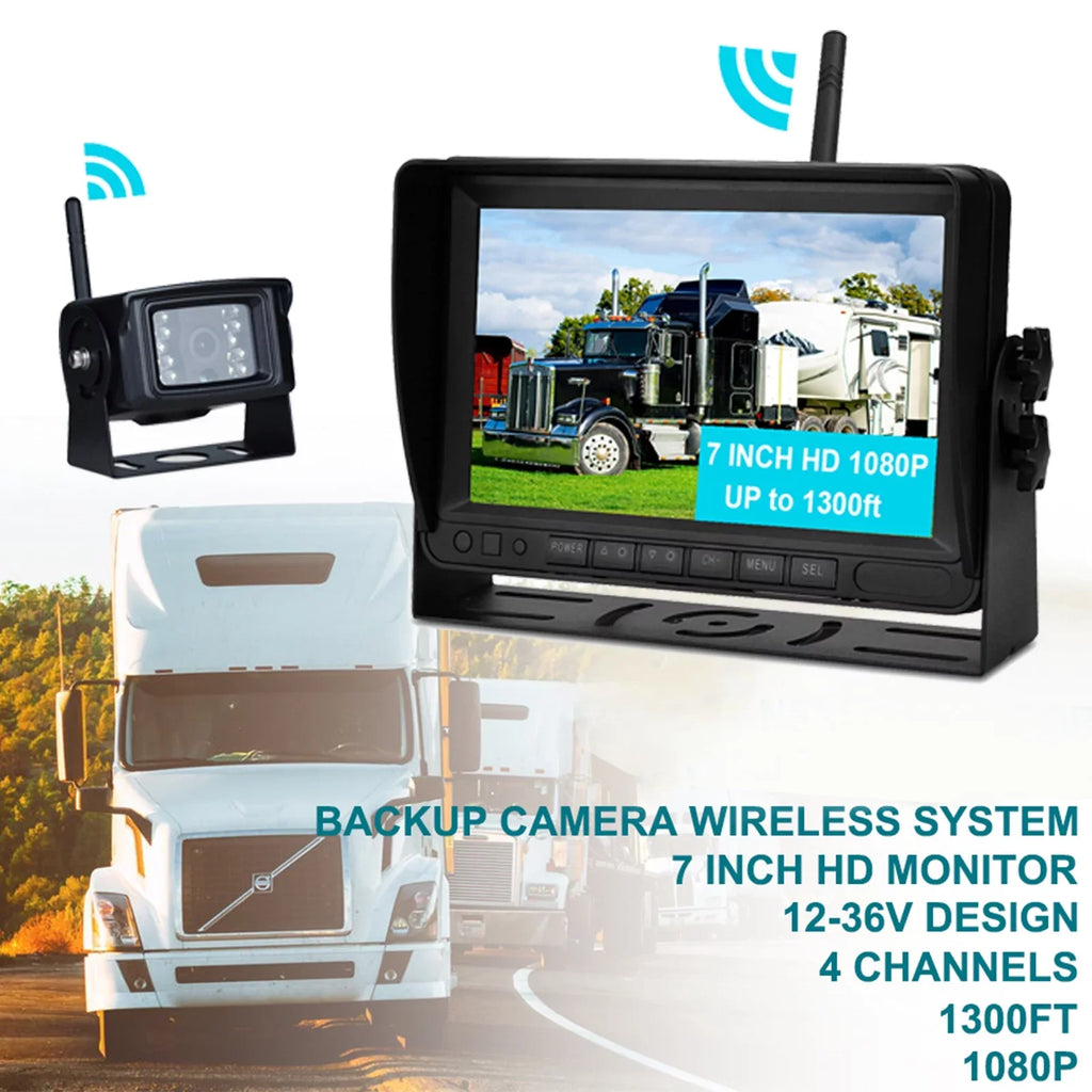 Kit Trailer for 1CH 7" Rear Backup Wireless AHD 1080P Camera Truck View Display