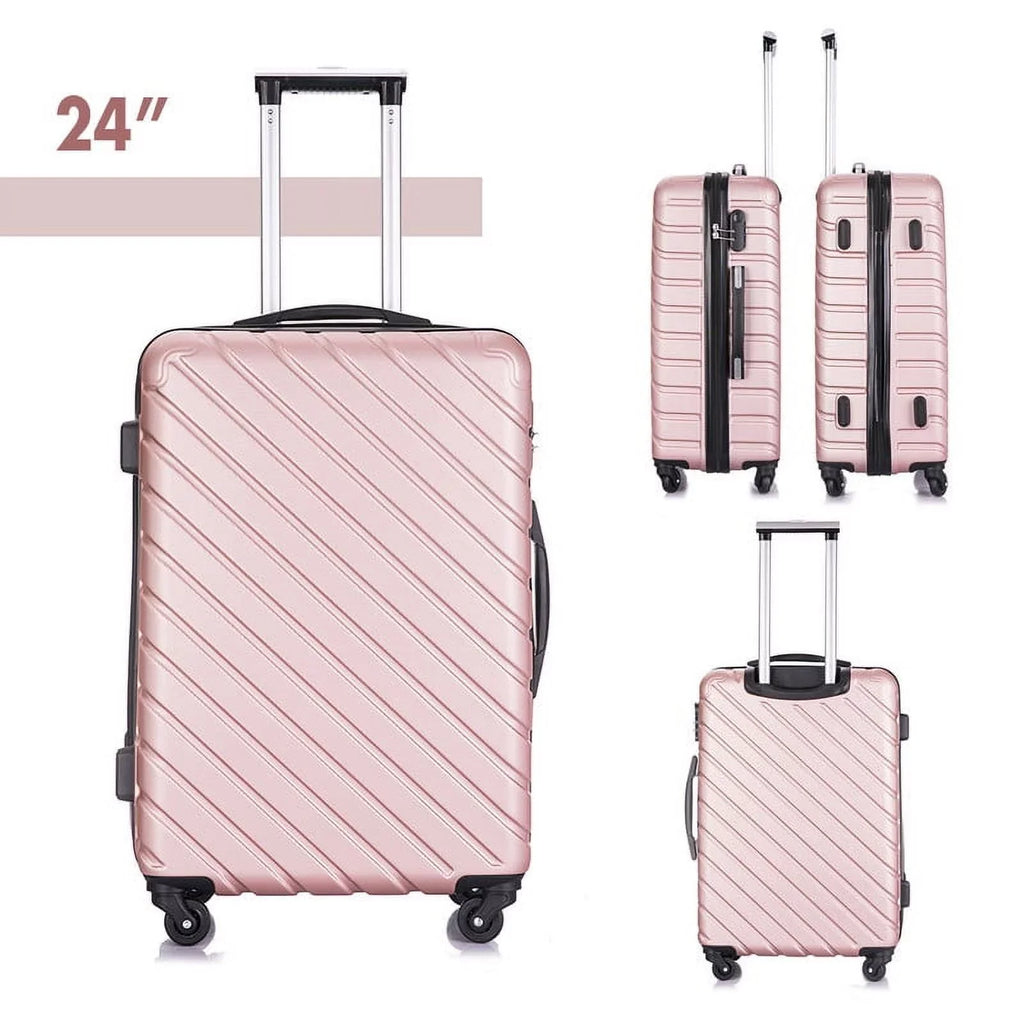 4 Luggage Luggage Piece gold rose Cover&Hanger Spinner Hardshell with On Suitcase,Carry Free Wheels Sets,Travel Inside