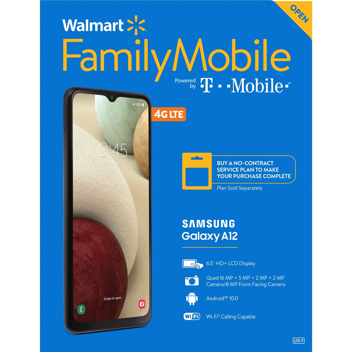 32GB, Prepaid Walmart Walmart Galaxy Family Smartphone Black- to Family Mobile [Locked Mobile] A12,