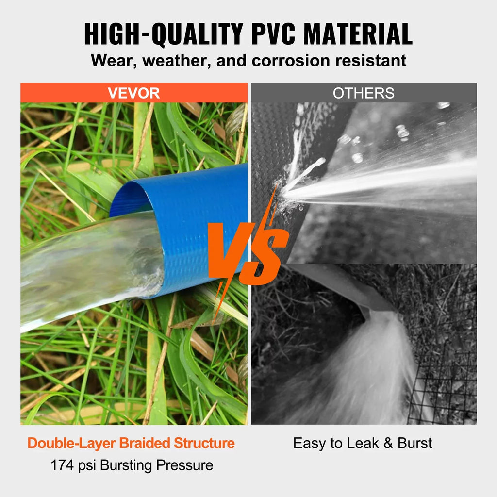 Disposal, x Filter 2'' Fittings Discharge for joints, liquid 50' Swimming Backwash Hose Aluminum C Camlock PVC with Great E Hose BENTISM Pool & with