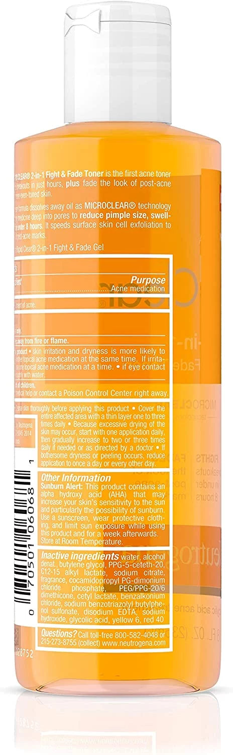 Rapid 2-in-1 of Clear & Fade 8 Toner Neutrogena 2) Fight oz (Pack
