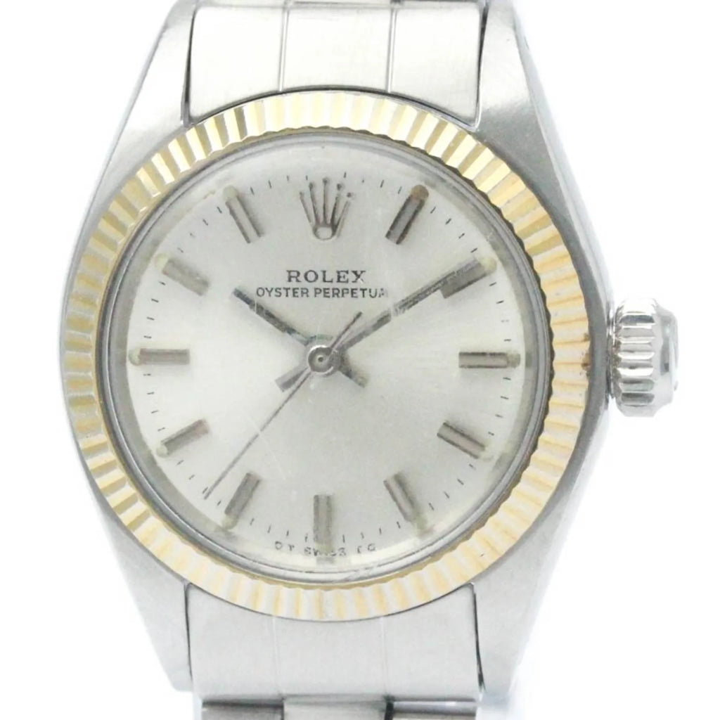 Steel Gold Pre-Owned 6719 Vintage BF565449 White Oyster Perpetual Ladies Watch (Fair)