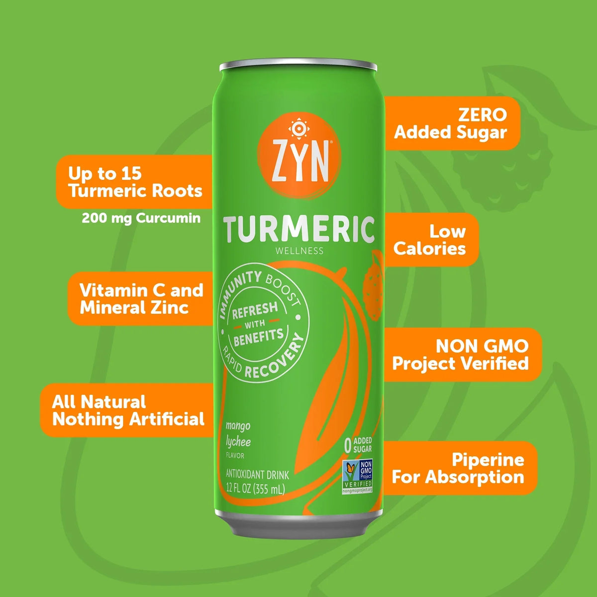'- Lychee Turmeric Mango Wellness Immunity ZYN (6 Recovery Drinks & pack)